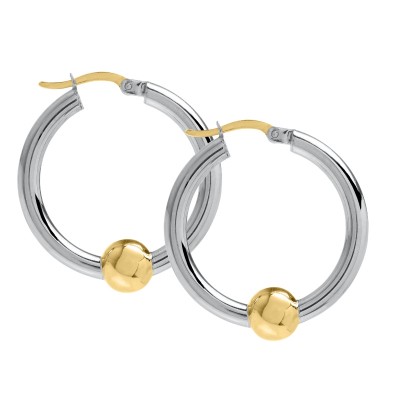 SS/YG Cape Cod Bead Hoop Earrings