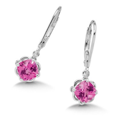 Sterling Silver Pink Sapphire Earrings