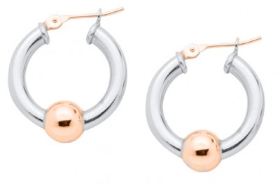 SS/RG Cape Cod Bead Hoop Earrings