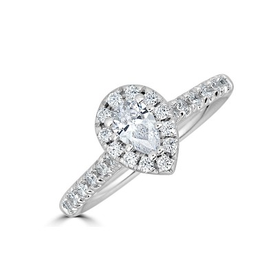 Sachs Signature 1/2CTW Pear Halo Engagement Ring
