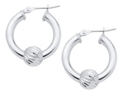 SS Cape Cod Swirl Bead Hoop Earrings