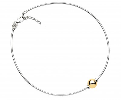 SS/14KY Single Bead Cape Cod Omega Anklet