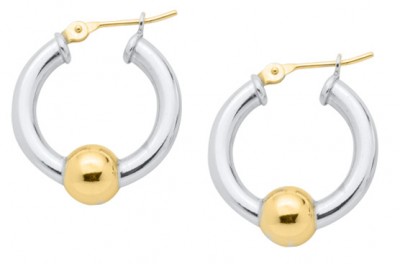 SS/YG Cape Cod Bead Hoop Earrings