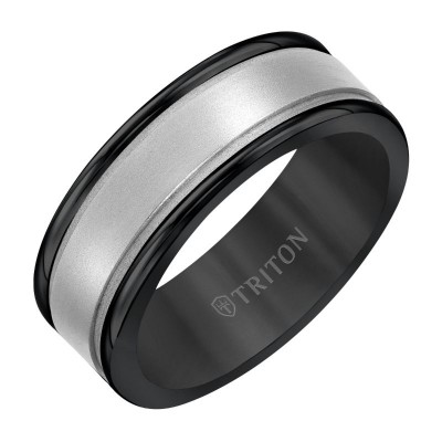 Triton  Black Tungsten(Primary)/14Kw Insert Step Edge Band - Sz 10