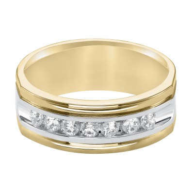 14K White and Yellow 1/2cttw Diamond Gents Band