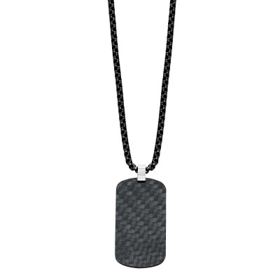 Triton  Stainless Steel Black Dog Tag On Chain