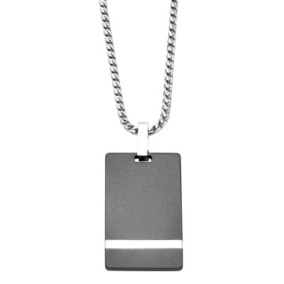 Triton Raw 3MM Raw Dogtag With Gold Inlay And Silver ChainTungsten Primary With Silver And 18Kw