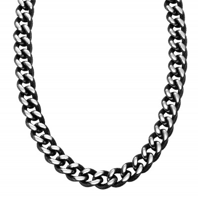 Triton  Stainlessstl 22" Textured Chain Neckklace/Black Ant.