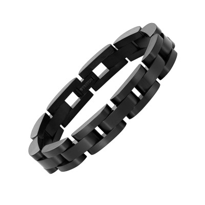 Stainless Steel 8.5"Linked Bracelet - Black