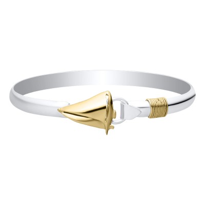SS/14K Yellow Gold Sailboat Bracelet 6.5"