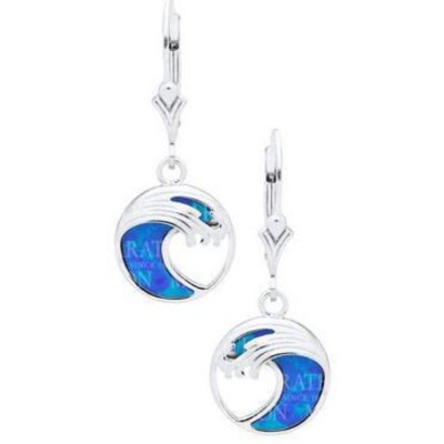 SS Round Wave Opal Inlay Earrings