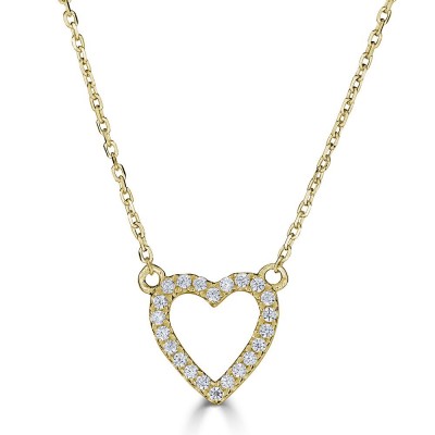 Sachs Signature 14KY .08Ctw Round G-H/SI Diamond Heart Outline Adj 18" Necklace