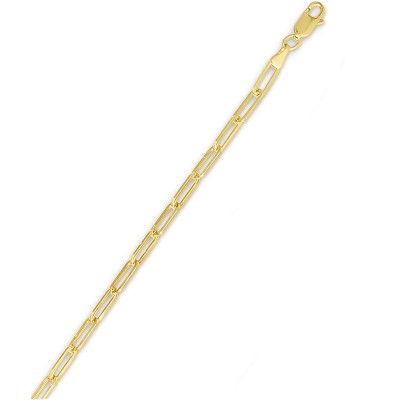 14K Yellow 10" Fancy Paperclip 3.3mm Anklet