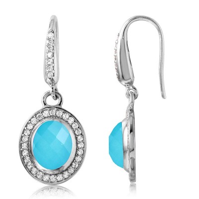 Sterling Silver "Riva" Turquoise Doublet Gemstone Earrings With Rhodium