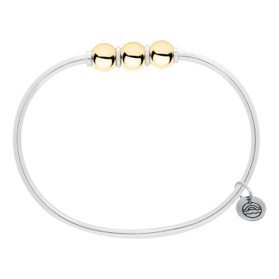 SS/14K Yellow Gold Cape Cod 3 Beads Bracelet Size 7