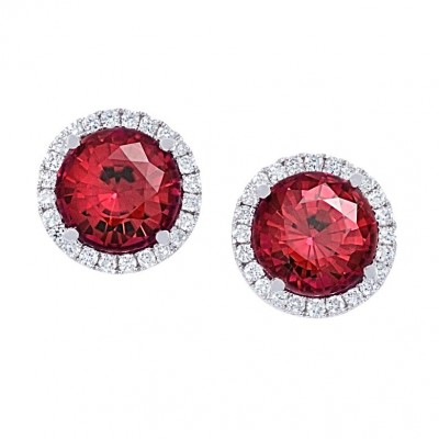 Diamond and Chatham Ruby Earrings