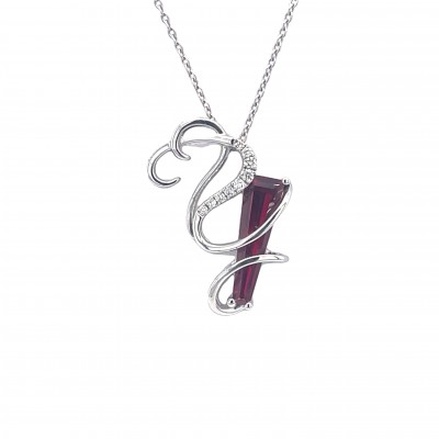 Sterling Silver Initial Letter "Y" Lab Grown Ruby Pendant