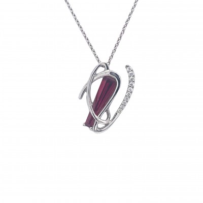 Sterling Silver Initial Letter "V" Lab Grown Ruby Pendant
