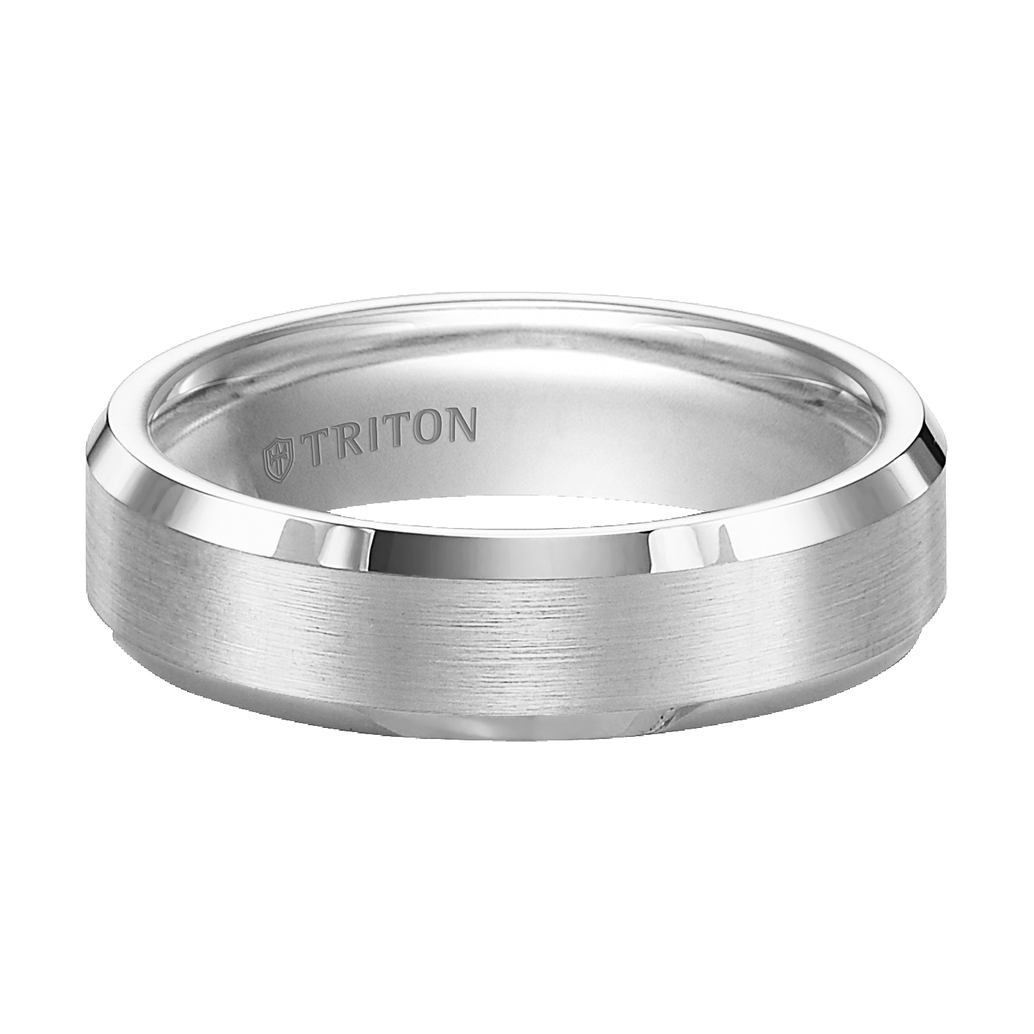 Triton  Gts 6MM Comfort Fit White Tungsten Carbide Bevel Edge Band-Sz 10