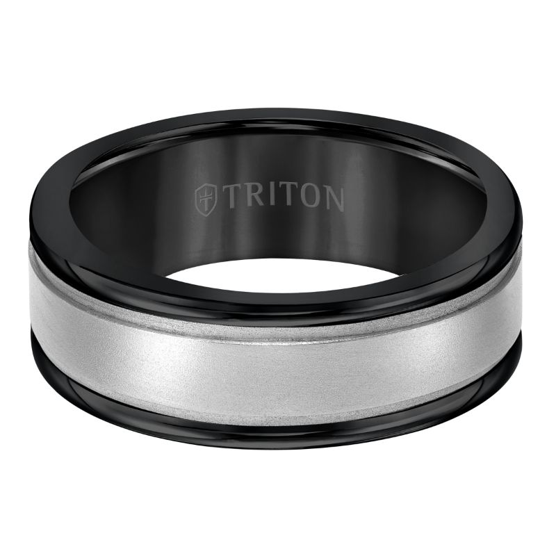 Triton  Black Tungsten(Primary)/14Kw Insert Step Edge Band - Sz 10-
