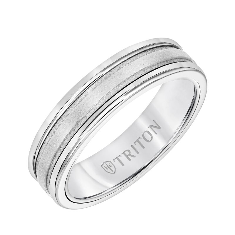 Triton  White Tungsten Carbide (Primary)/14Kw Insert Step Edge Band - Sz 10