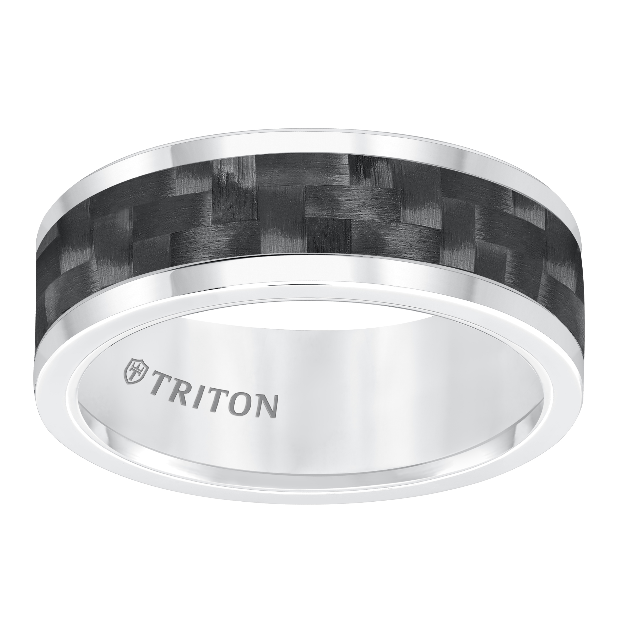 Tungsten Carbide 8MM Comfort Fit White With Black Center-Sz 10