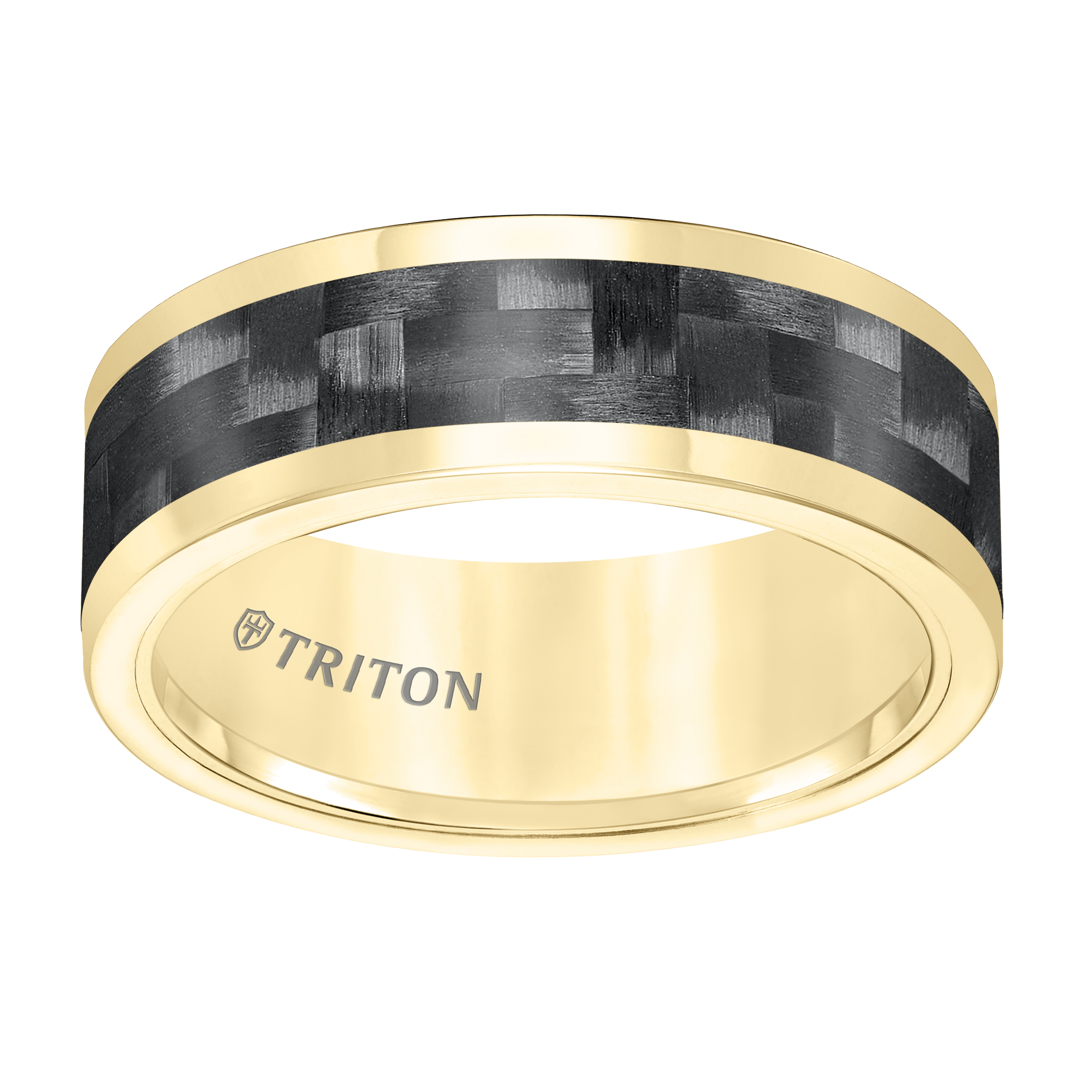 Tungsten Carbide 8MM Comfort Fit Yel/Black Center-Sz 10