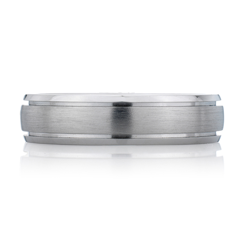 Sandblast Step Edged Classic Men's Ring