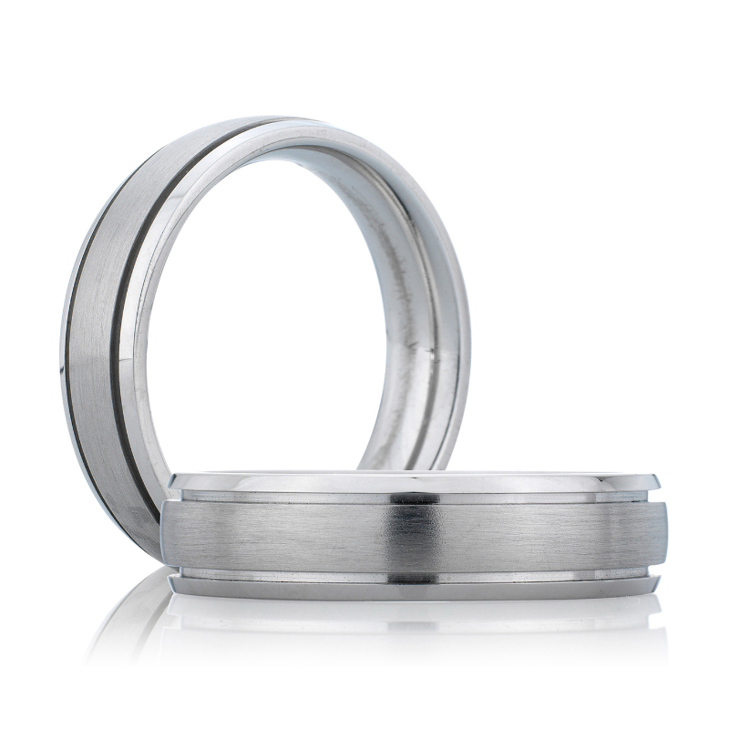 Sandblast Step Edged Classic Men's Ring