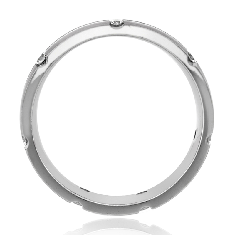 Grooved Modern Men's Diamond Ring-