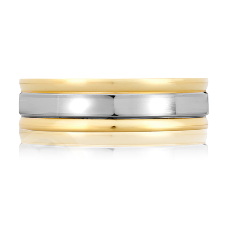 Concave Two Tone Men's Wedding Band