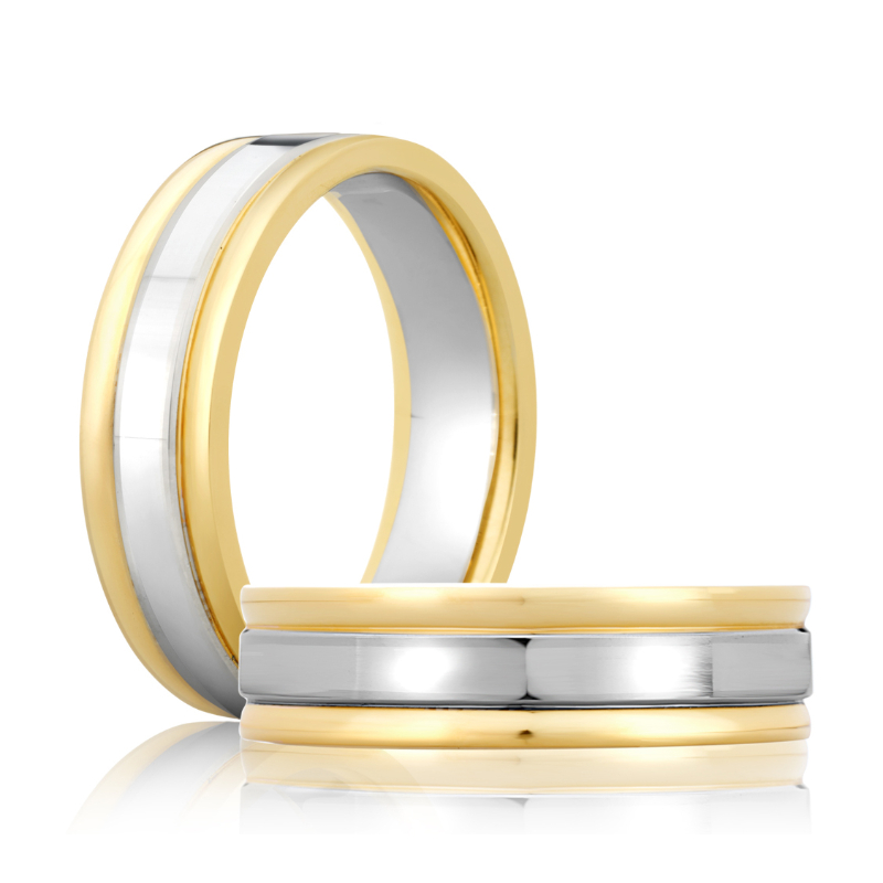 Concave Two Tone Men's Wedding Band