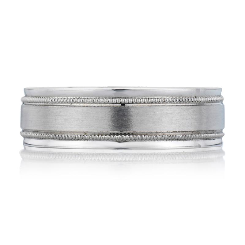 Milgrain Detailed Satin Brushed Men's Wedding Band