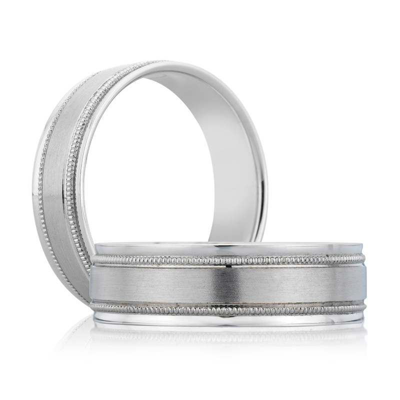 Milgrain Detailed Satin Brushed Men's Wedding Band