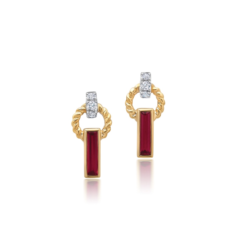 Lab-Grown Ruby Two-Tone Earrings