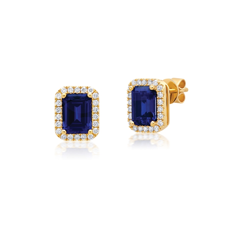 Lab-Grown Sapphire Halo Studs