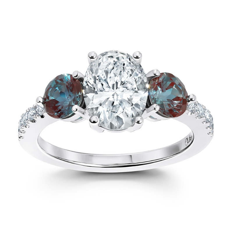 Lab-Grown Diamond & Alexandrite Three-Stone Ring