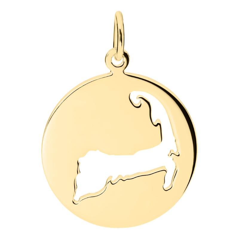 14K Yellow Gold Rnd 19mm Cape Cod Pendant 18