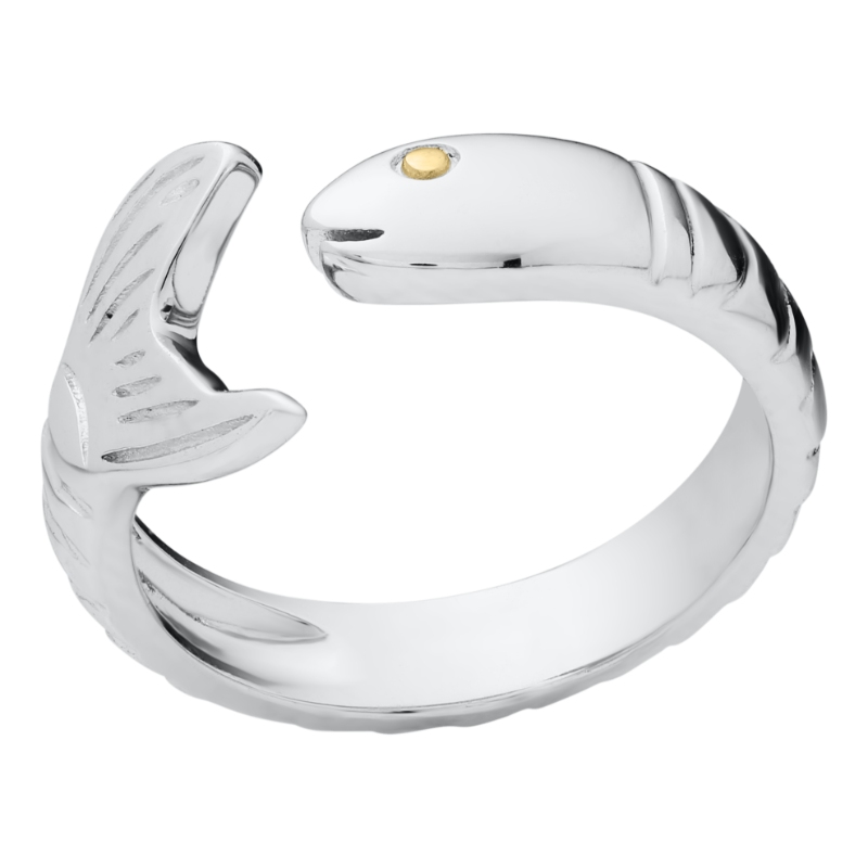 SS/VERMEIL FISH RING, SIZE 5