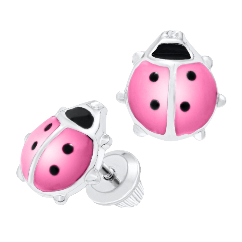 SS KK PINK LABYBUG EARRINGS