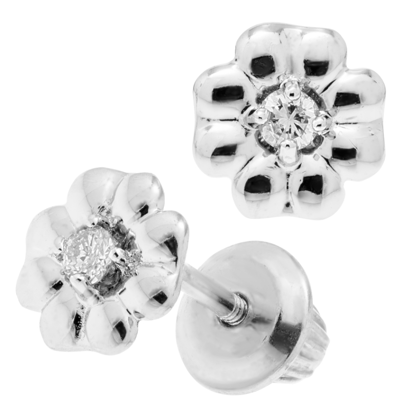 SS KK .06CTW RD DIA FLOWER EARRINGS