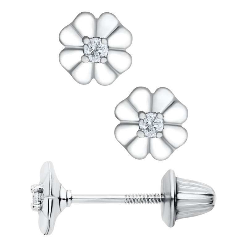 SS KK .06CTW RD DIA FLOWER EARRINGS