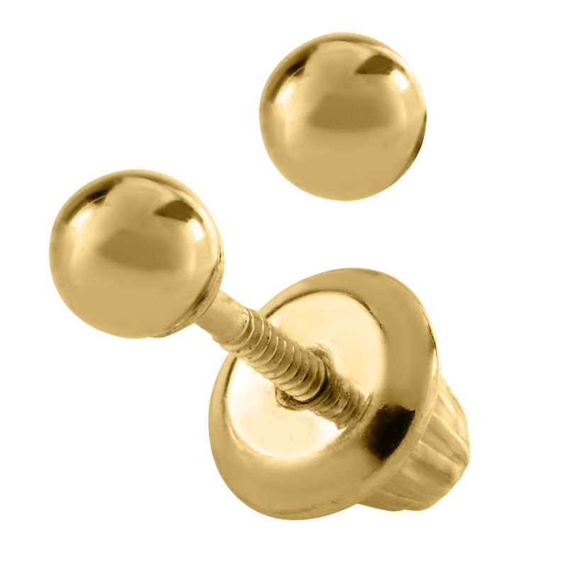 14KY KK 3MM GOLD BALL EARRINGS