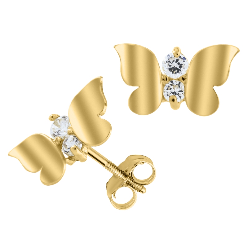 KK 14KY CZ  BUTTERFLY EARRINGS1.25 GRAMS-1