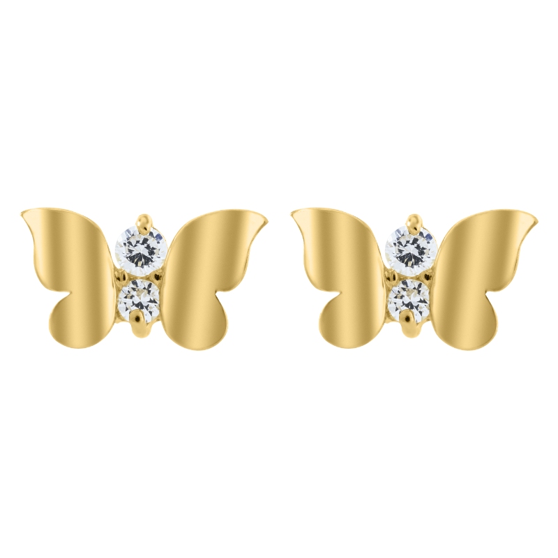 KK 14KY CZ  BUTTERFLY EARRINGS1.25 GRAMS