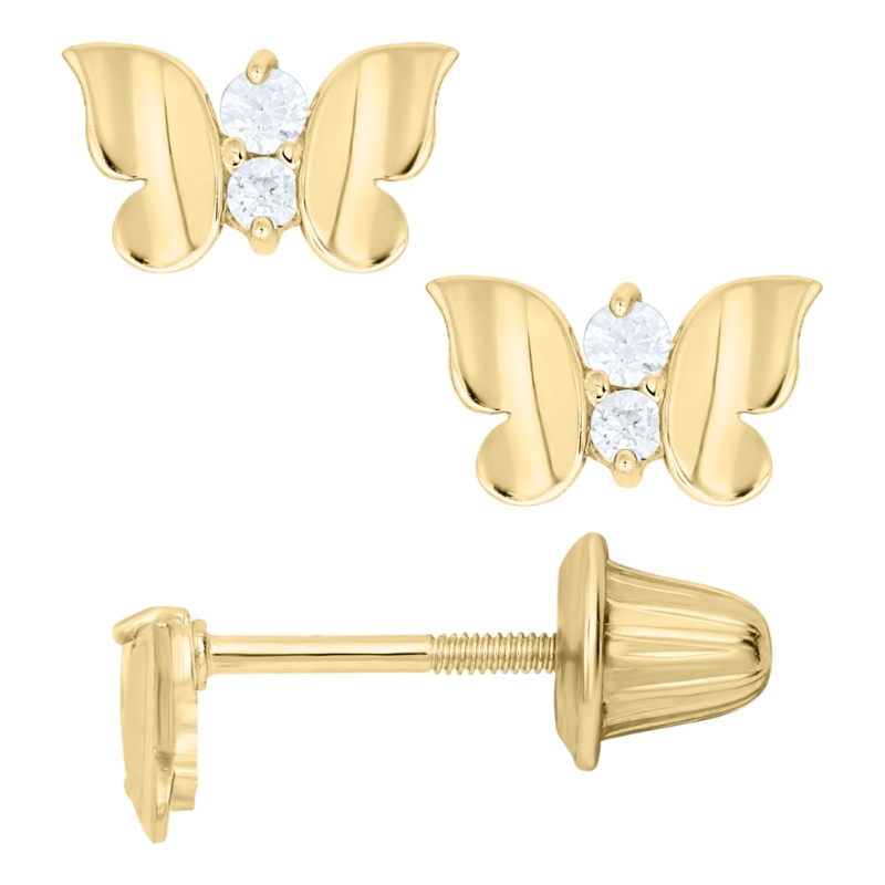 KK 14KY CZ BUTTERFLY EARRINGS1.25 GRAMS