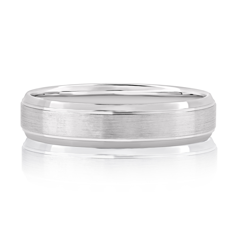 Domed Brushed Matte Platinum Men?s Wedding Band