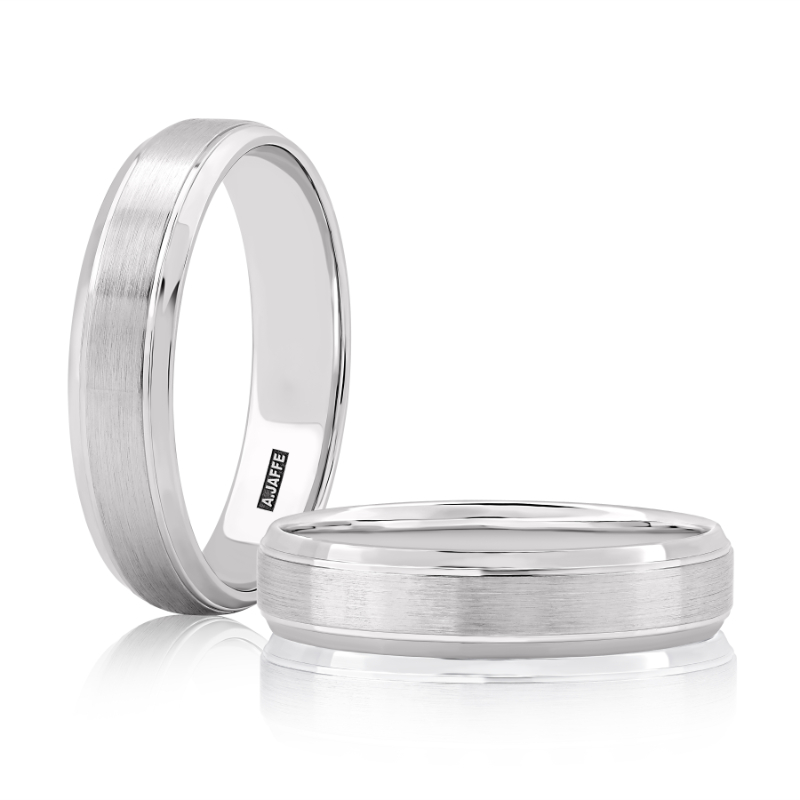 Domed Brushed Matte Platinum Men?s Wedding Band