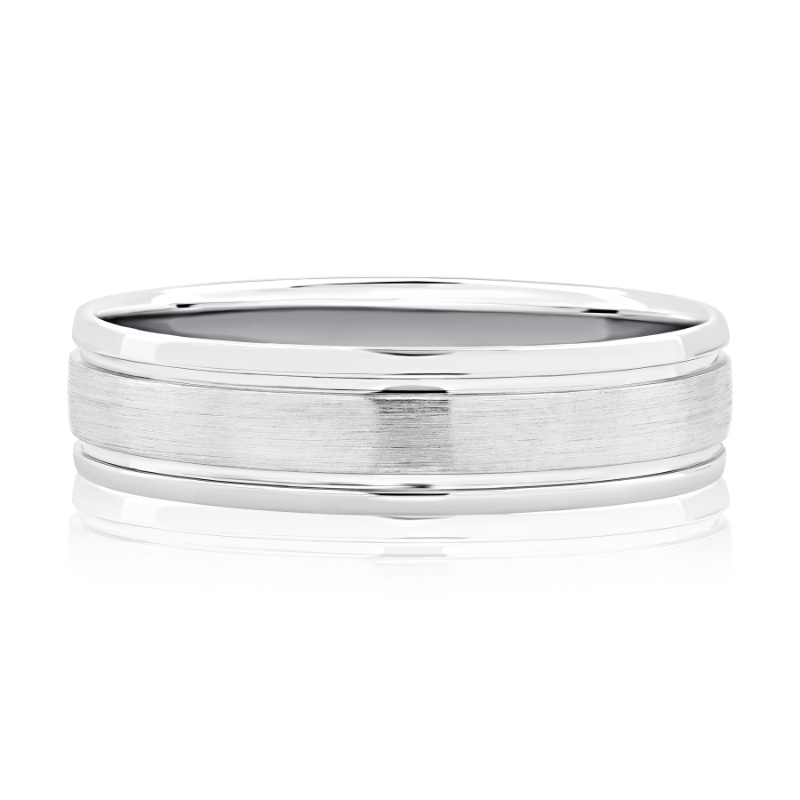 Modern Sandblast Step Edged Men's Wedding Band