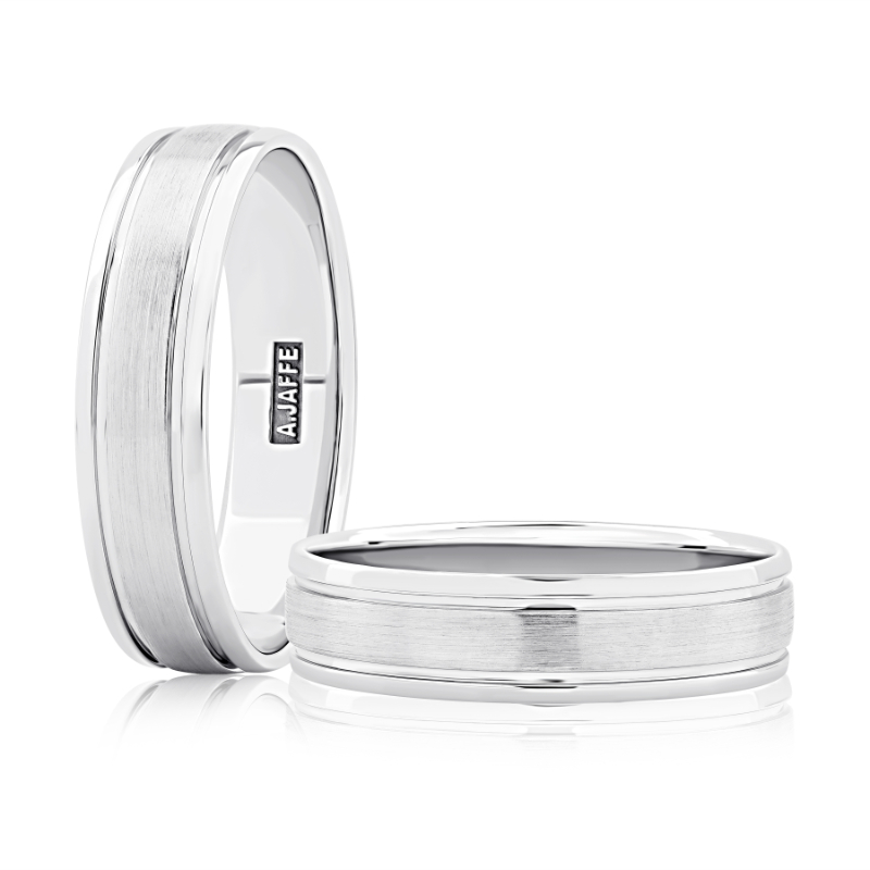 Modern Sandblast Step Edged Men's Wedding Band